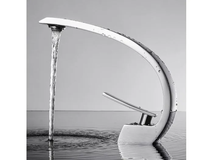 AuraLum Max Badezimmer-Waschbeckenarmaturen, Chrom, Badezimmer-Mischbatterie, Messing, Waschtischarmatur, Waschtisch-Mischbatterie, EU-Modell