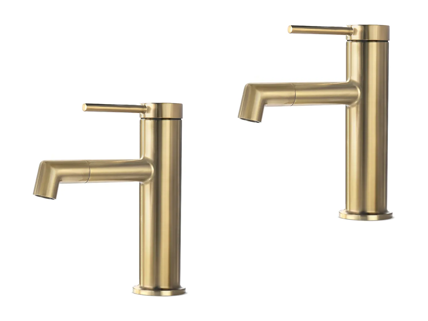 2 Stück Waschtischarmatur, 360° drehbarer Auslauf, Mischbatterie für heißes und kaltes Wasser für Waschbecken, Badezimmerarmatur mit abnehmbarem Sprudelwasserhahn, Gold