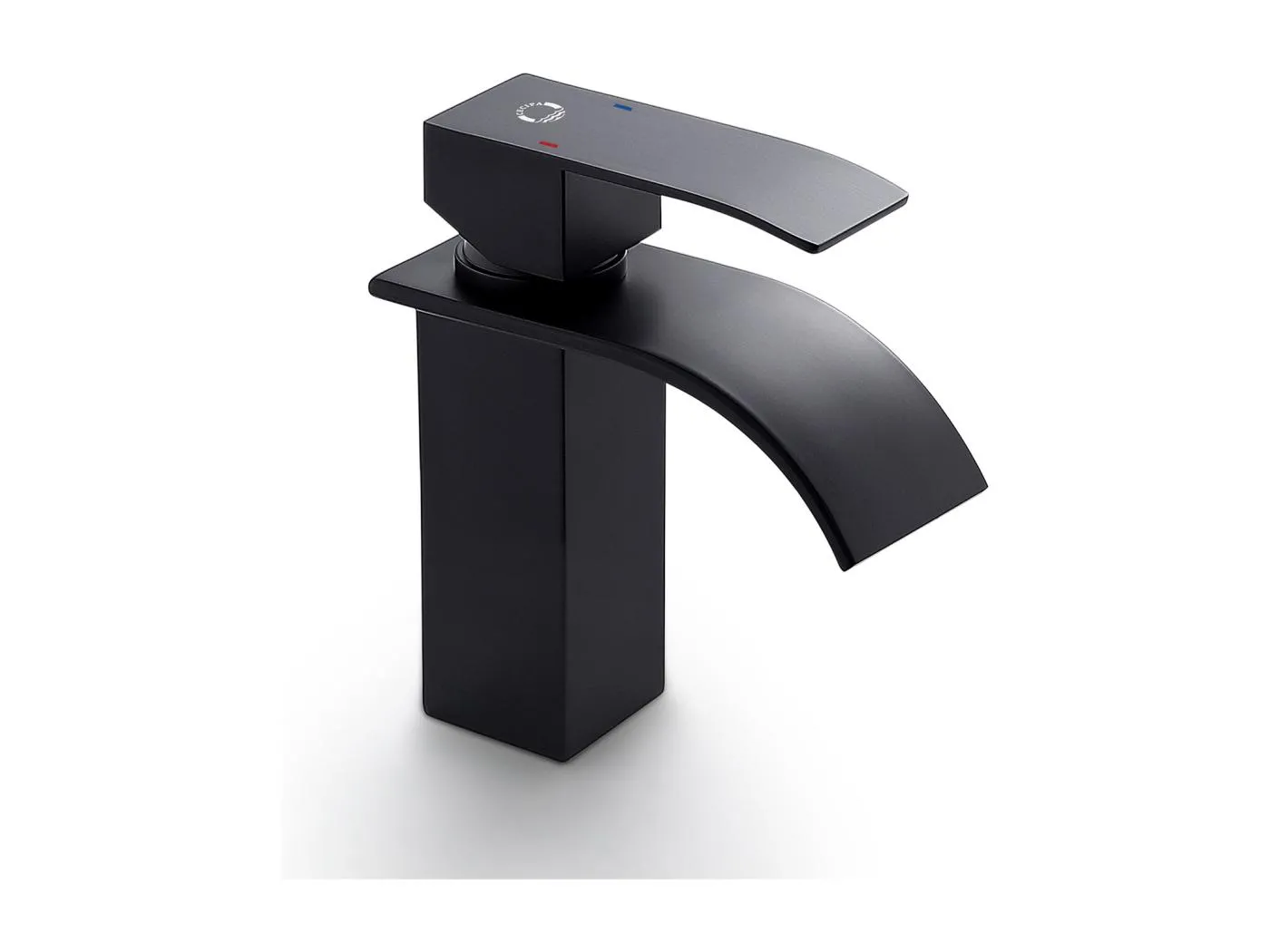 Cecipa max Schwarzer Wasserfall-Waschtischmischer und Spültischarmatur aus Edelstahl, quadratisch, EU-Modell