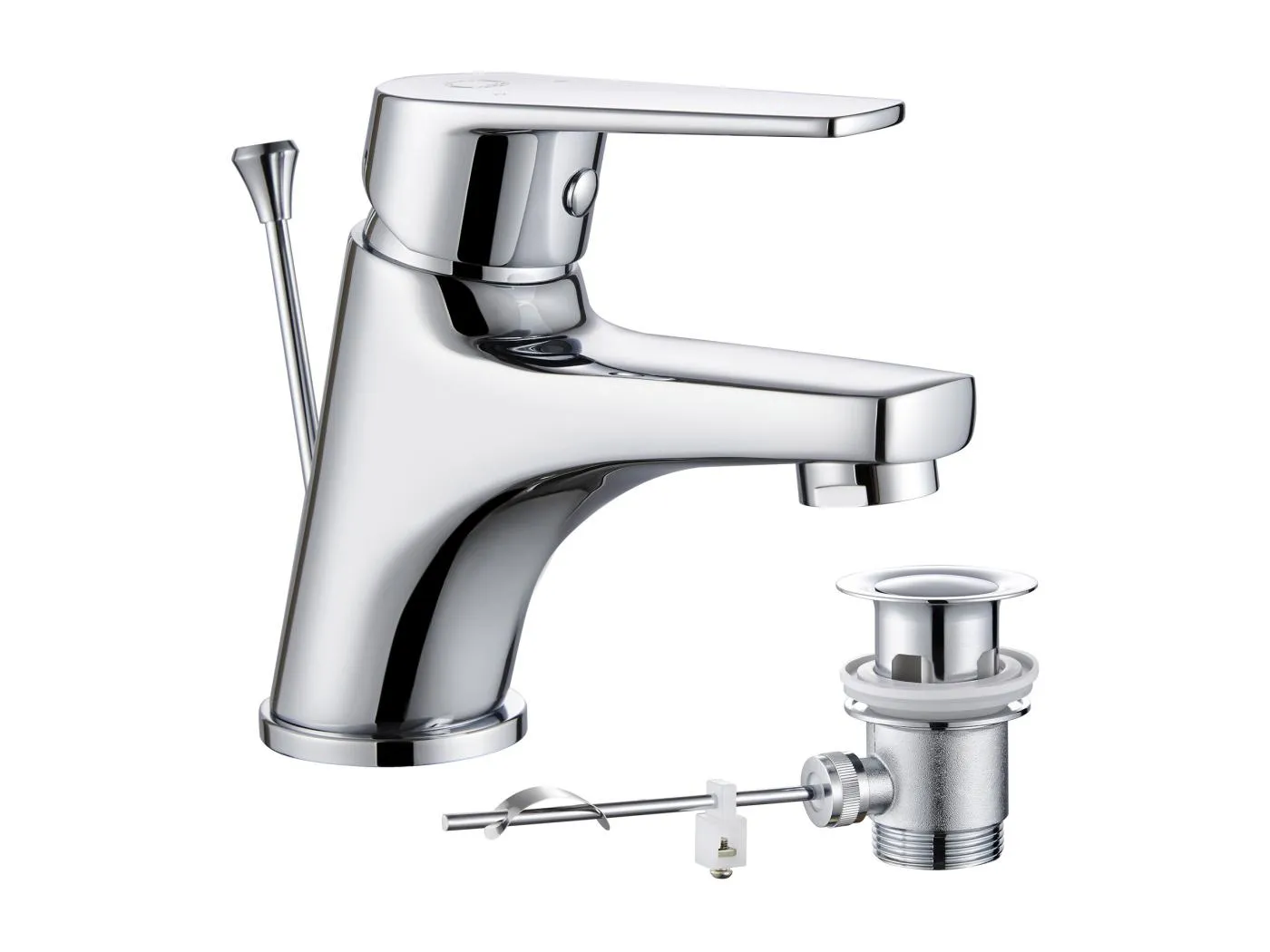 Cecipa max Badezimmer-Wasserhahn mit Ausziehfunktion, Waschtisch-Mischbatterie mit Pop-Up-Ablaufgarnitur, Waschtisch-Wasserhahn mit Auslaufhöhe 57 mm, EU-Modell