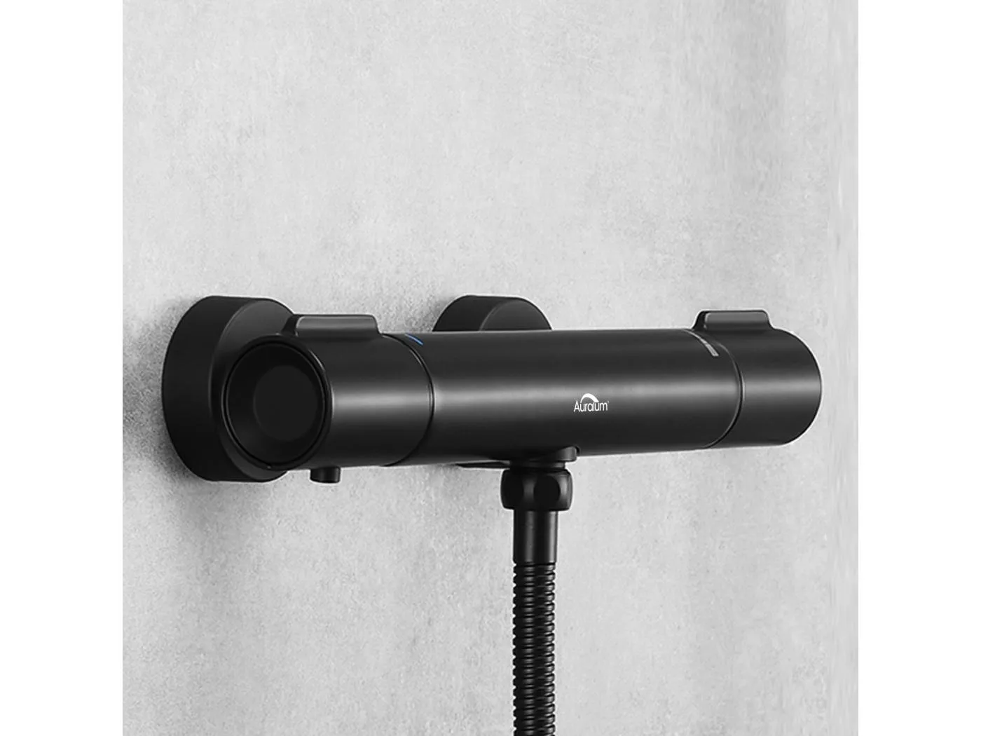 Schwarzer Thermostat-Brausemischer, Verbrühungsschutz-Thermostat-Brausehahn mit 38 °C-Sicherheitsknopf, Messing-Brausemischer