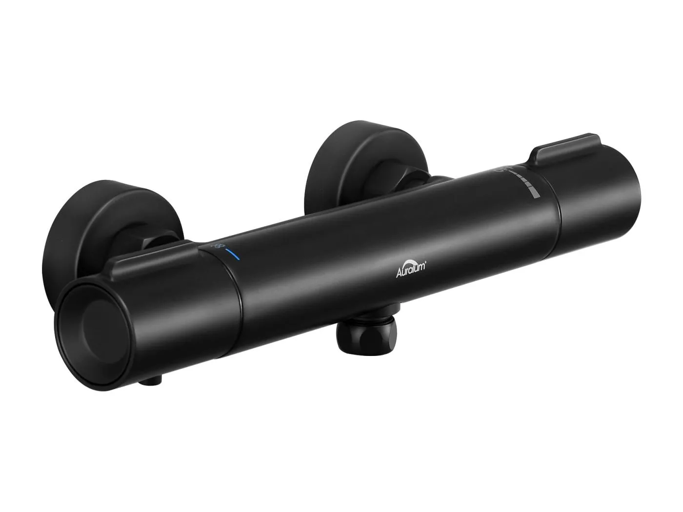 Mattschwarzer Thermostat-Brausemischer, wandmontierter Thermostat-Brausenhahn mit 38 °C Verbrühschutzknopf, Messing-Brausemischer