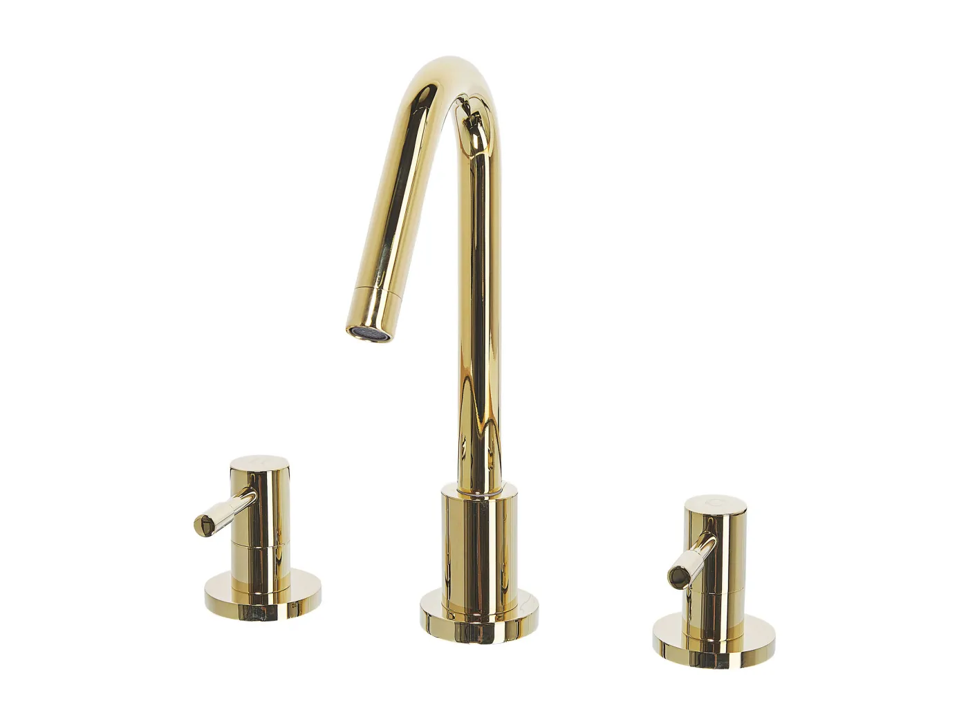 3-Loch-Waschbeckenarmatur glänzendes Gold Edelstahl Kalambo