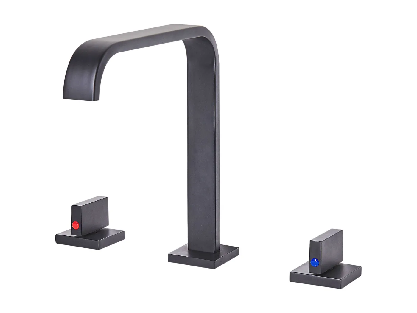 3-Loch-Waschbeckenarmatur mattes Schwarz Edelstahl Kagera