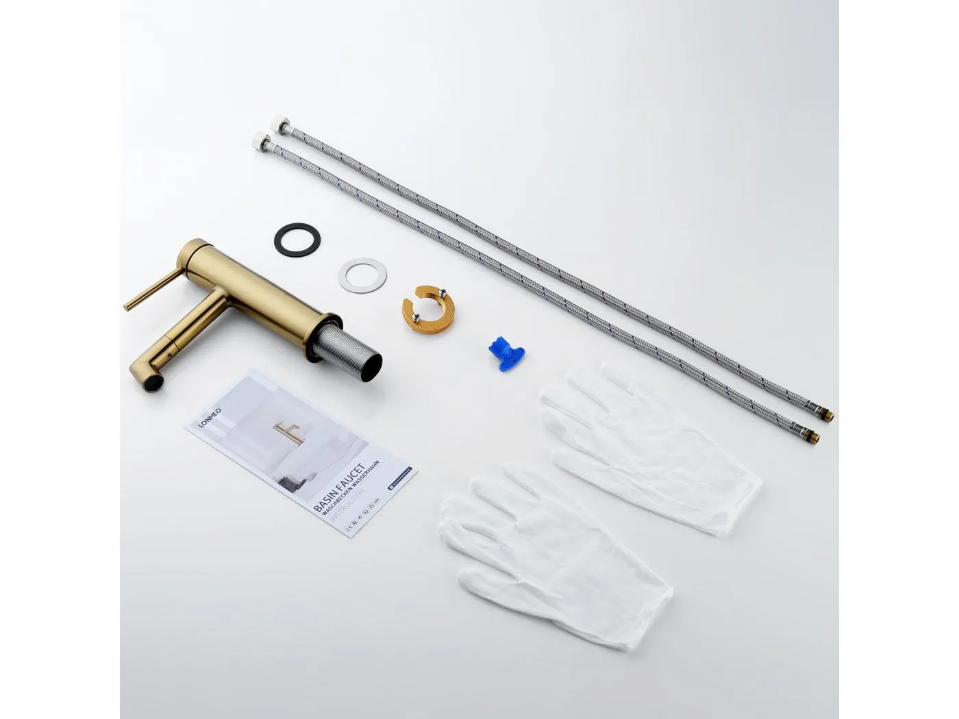 360° drehbarer goldener Waschtisch-Mischhahn, Warm-/Kaltwasser-Waschtischarmatur, Badezimmerarmatur mit abnehmbarem Sprudeler, Edelstahl