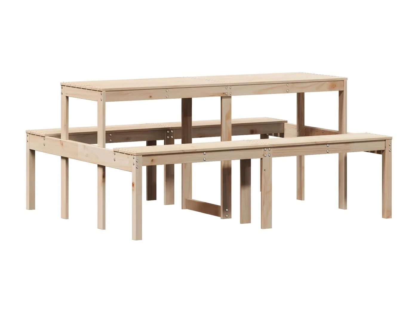 Horrin  Picknicktisch 160x134x75 cm Massivholz Kiefer