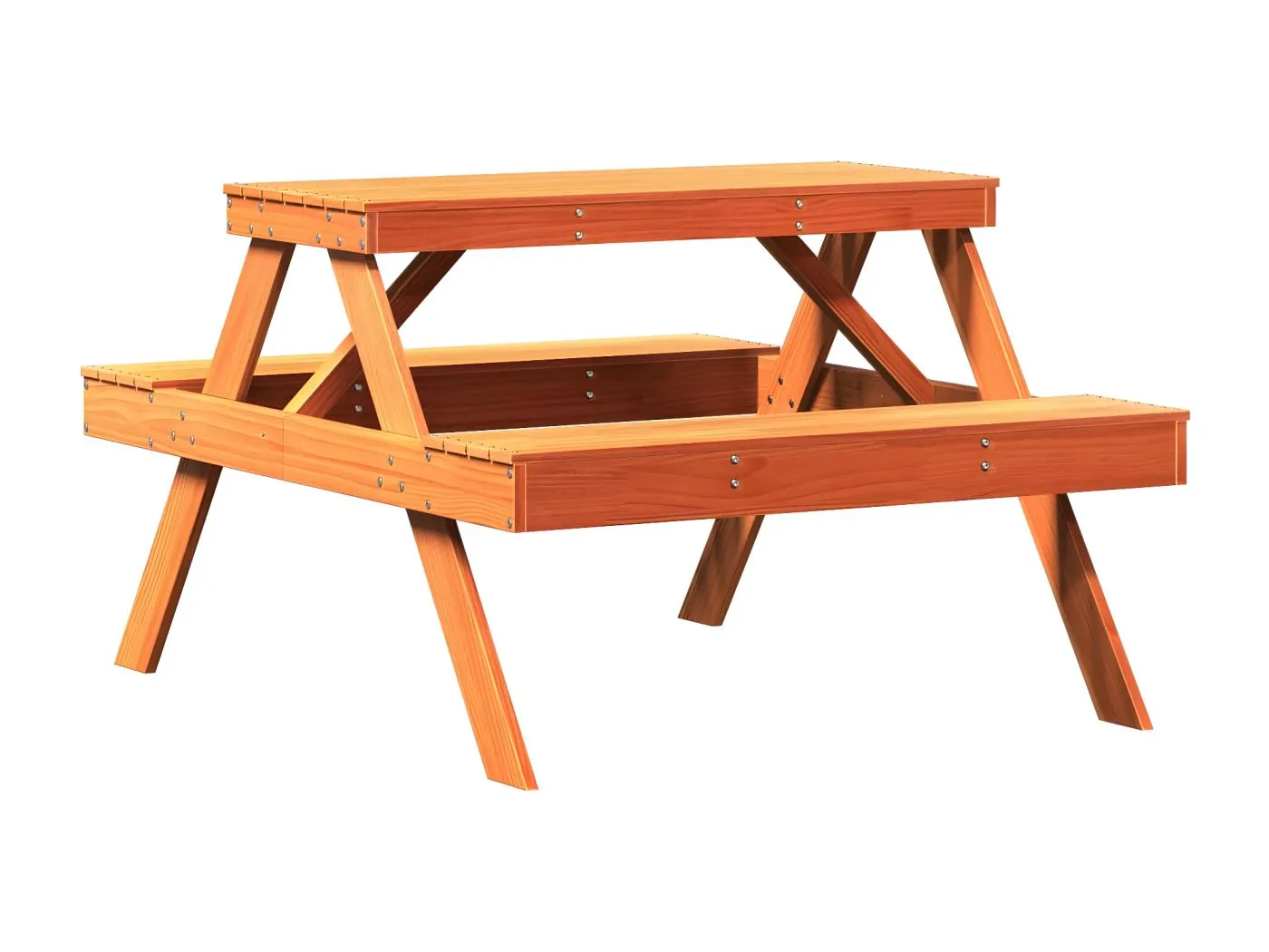 Frekja Picknicktisch Wachsbraun 105x134x75 cm Massivholz Kiefer