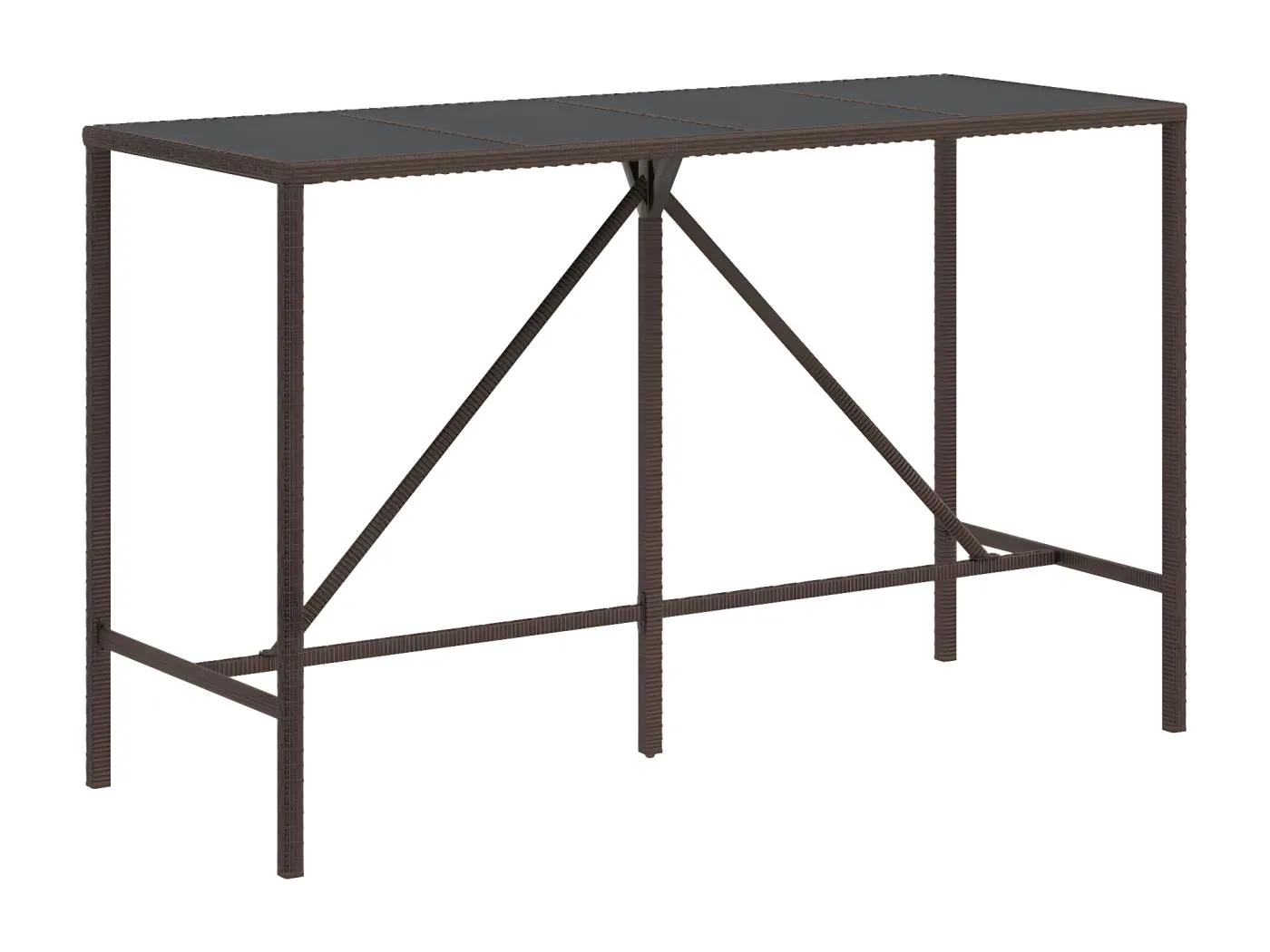 Village Green-Green Ridge  Bartisch mit Glasplatte Braun 180x70x110 cm Poly Rattan