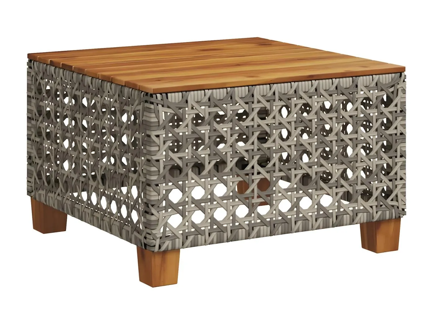 Cirlon  Gartentisch Grau 55x55x36 cm Poly Rattan Akazienholz