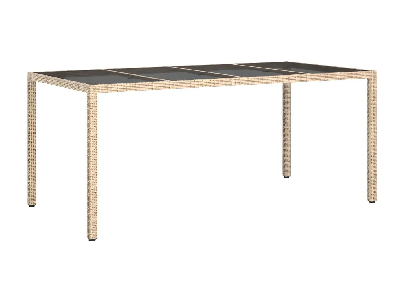 Orson  Gartentisch Beige 190x90x75 cm Gehärtetes Glas und Poly Rattan