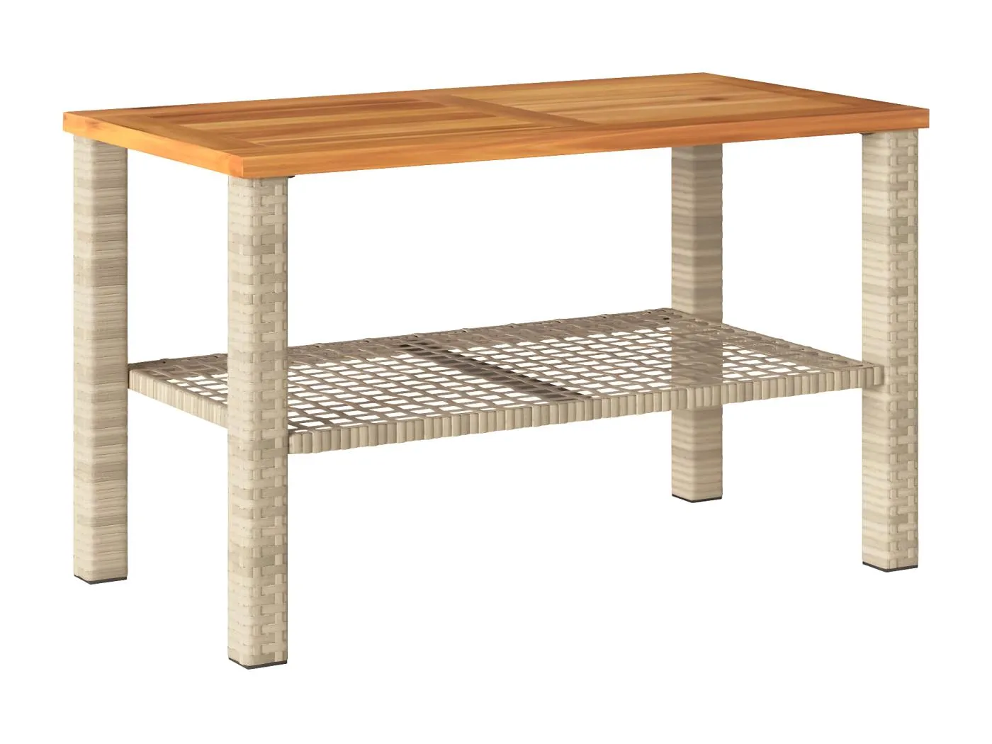 Centreville Gartentisch Beige 70x38x42 cm Poly Rattan Akazienholz
