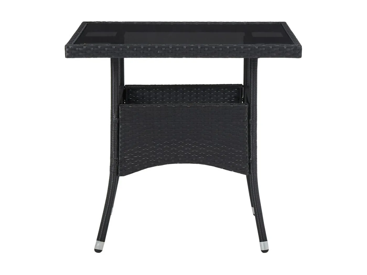 Iver Garten-Esstisch Schwarz Poly Rattan und Glas