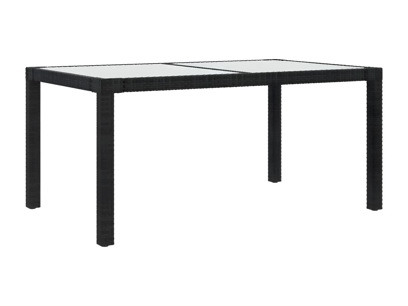 Harko  Gartentisch 150x90x75 cm Gehärtetes Glas Poly Rattan Schwarz