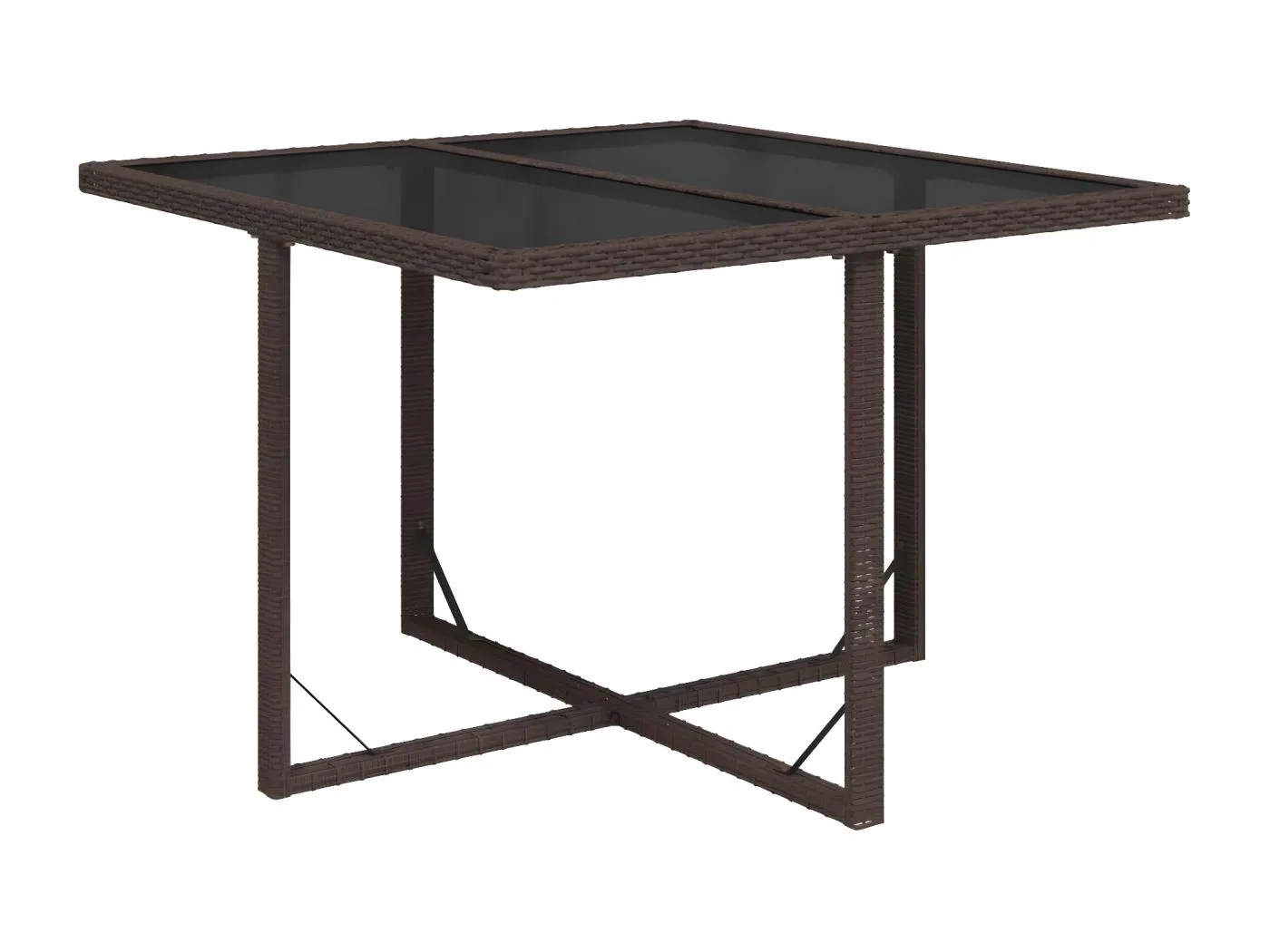 Cihangir  Gartentisch Braun 109x107x74 cm Poly Rattan und Glas