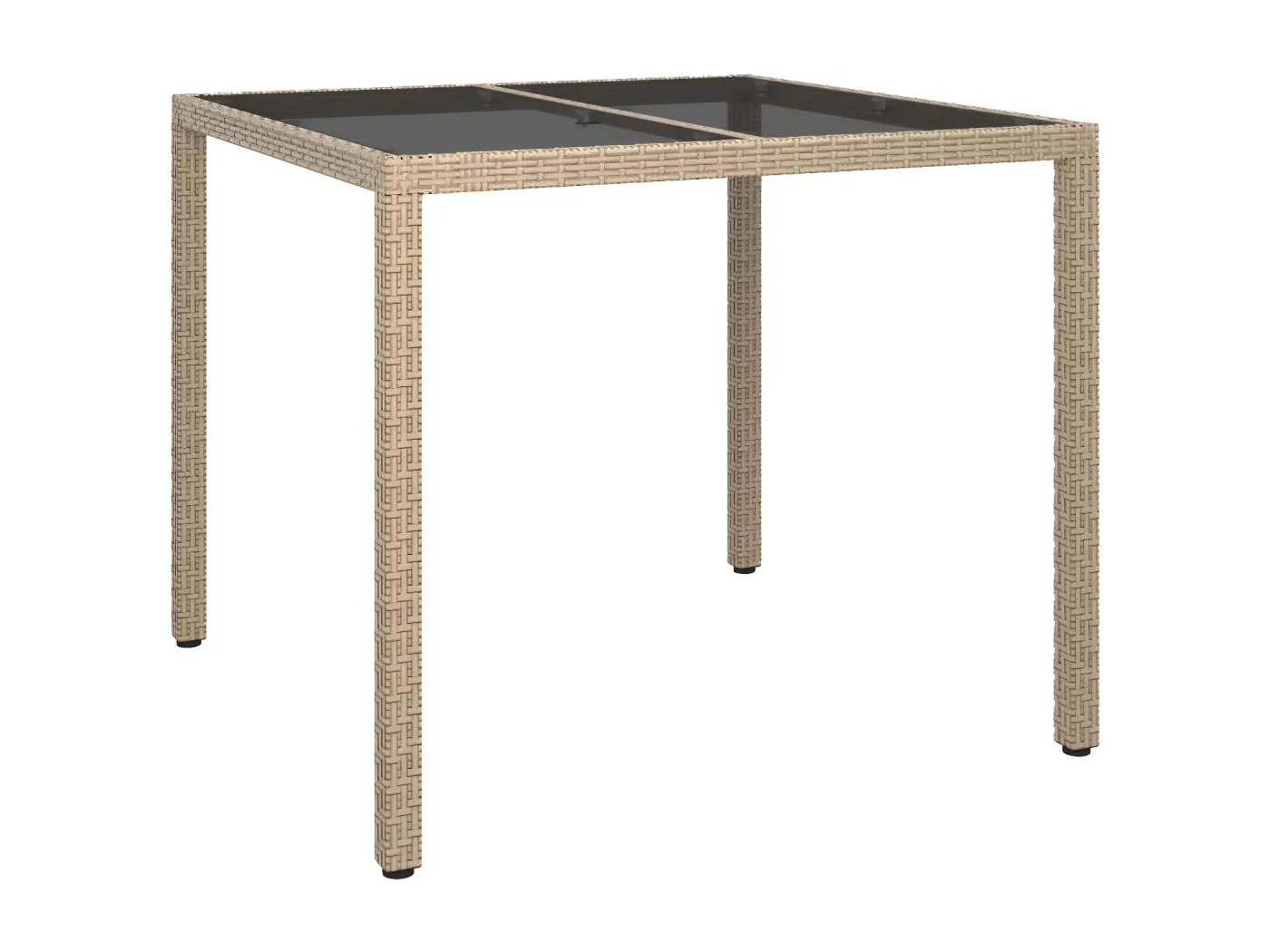 Harko  Gartentisch 90x90x75 cm Gehärtetes Glas Poly Rattan Beige