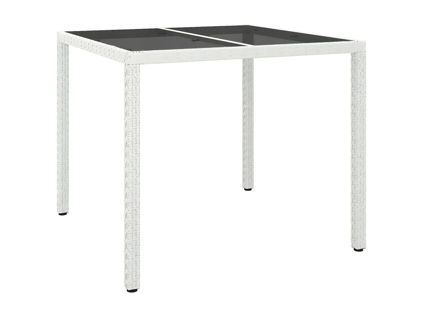 Harko  Gartentisch 90x90x75 cm Gehärtetes Glas Poly Rattan Weiß