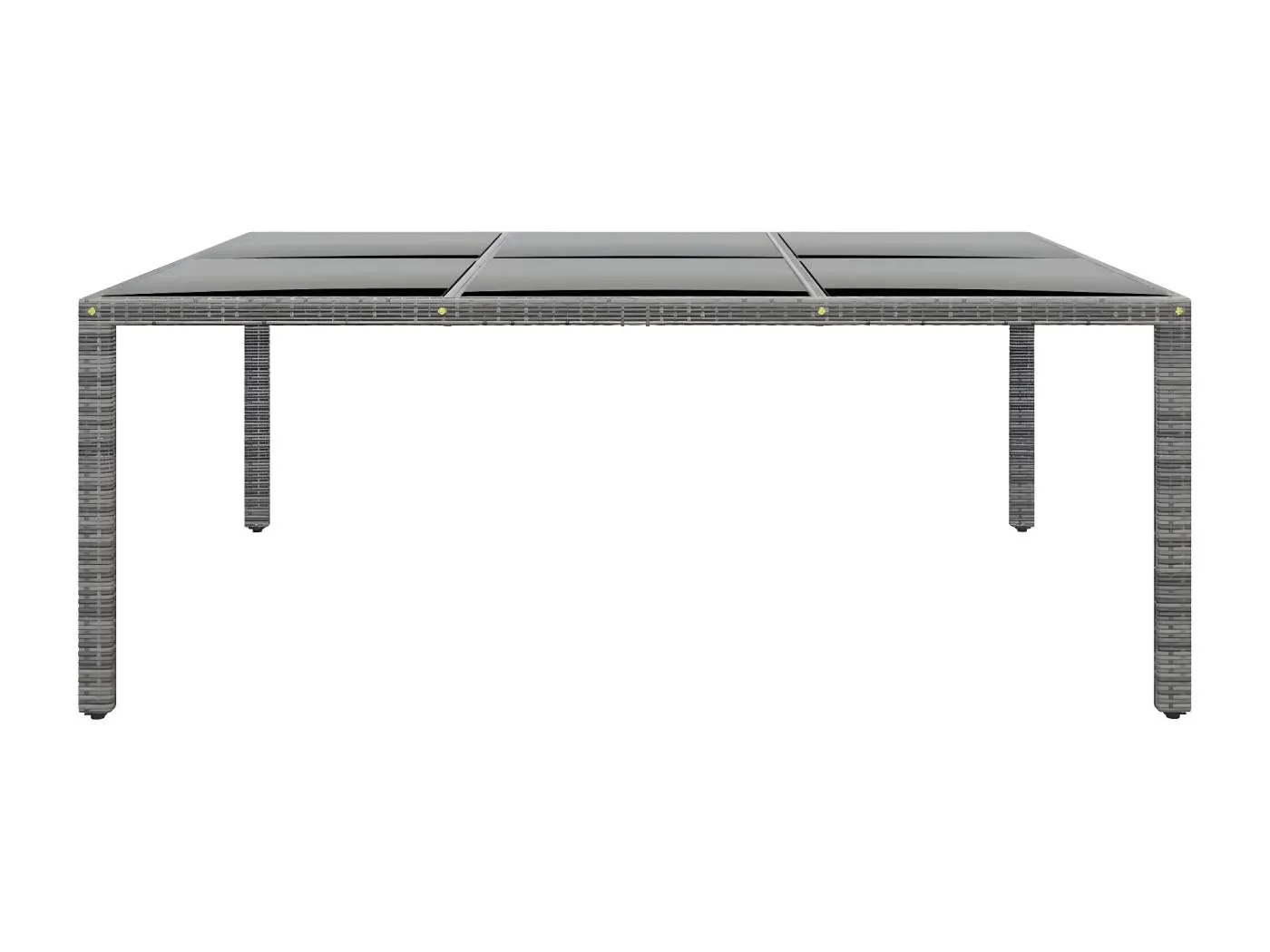 Hallgeir  Gartentisch 200x150x75 cm Hartglas und Poly Rattan Grau