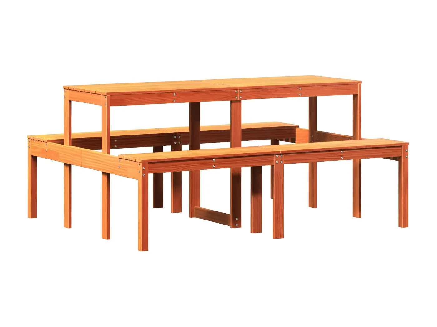 Horrin Picknicktisch Wachsbraun 160x134x75 cm Massivholz Kiefer