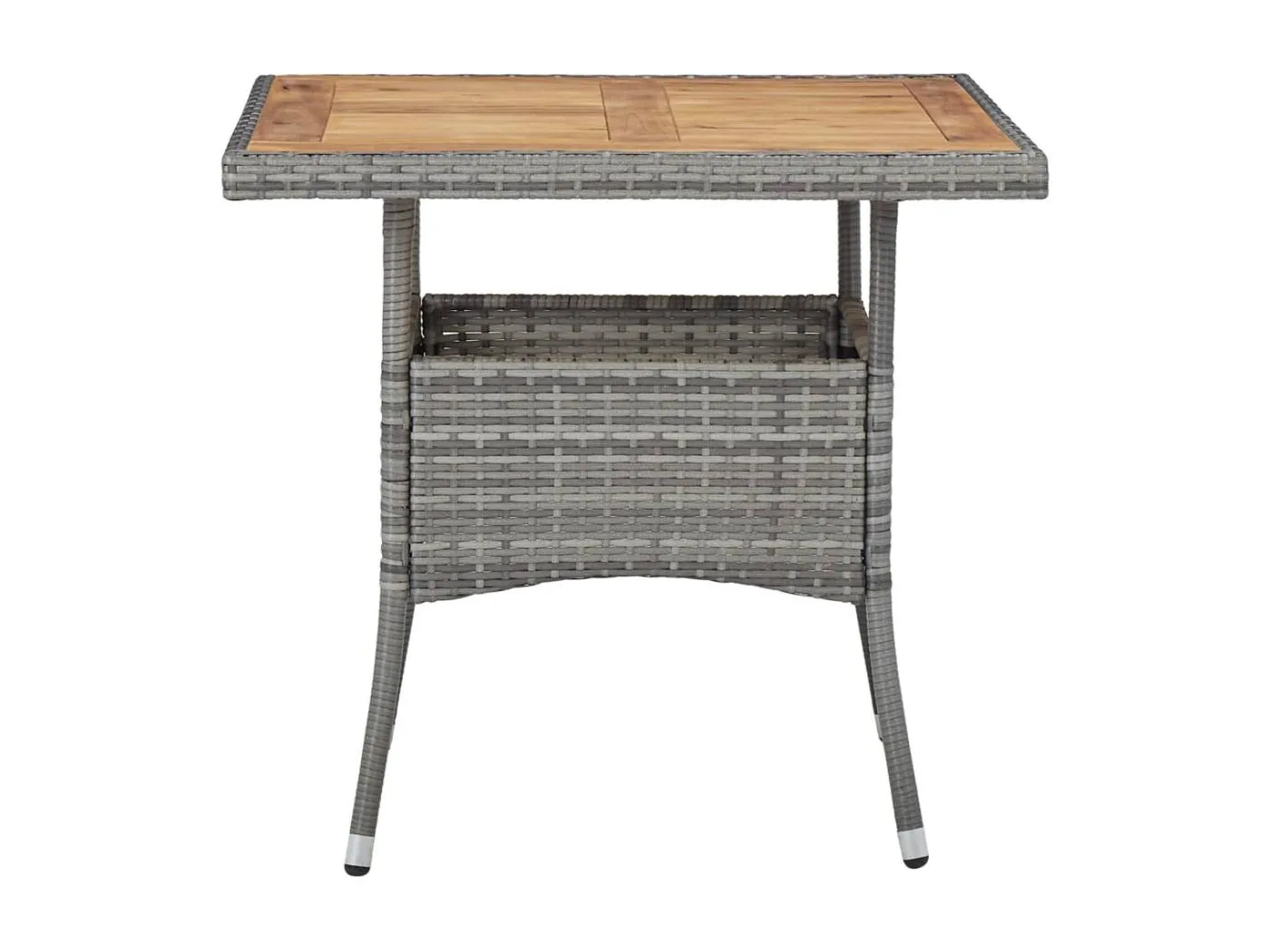 Marie-Bérengère Garten-Esstisch Grau Poly Rattan und Massivholz Akazie