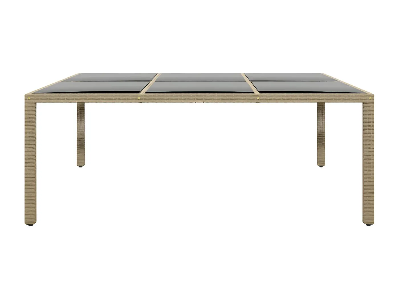 Hallgeir  Gartentisch 200x150x75 cm Hartglas und Poly Rattan Beige