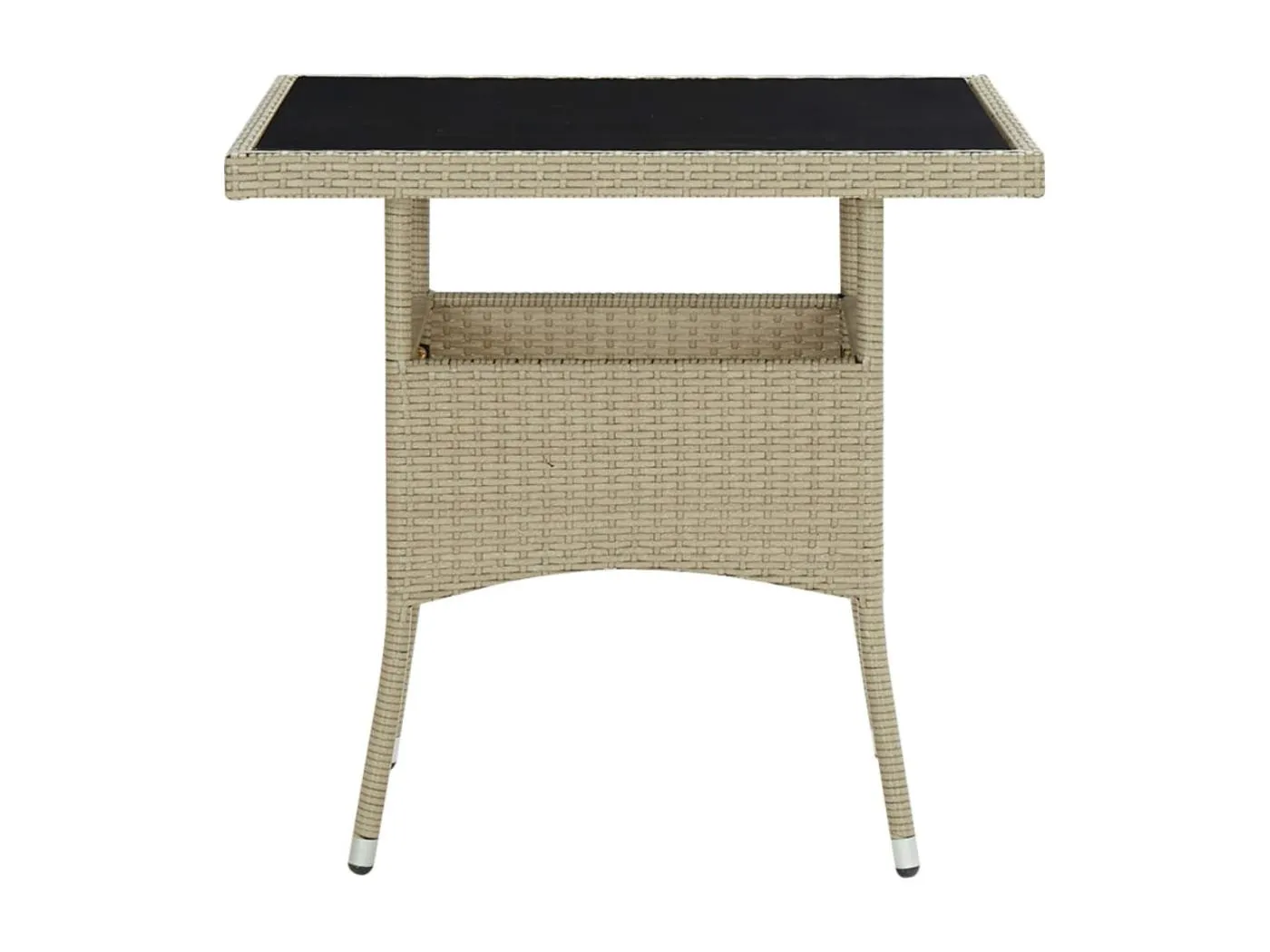 Iver Garten-Esstisch Beige Poly Rattan und Glas