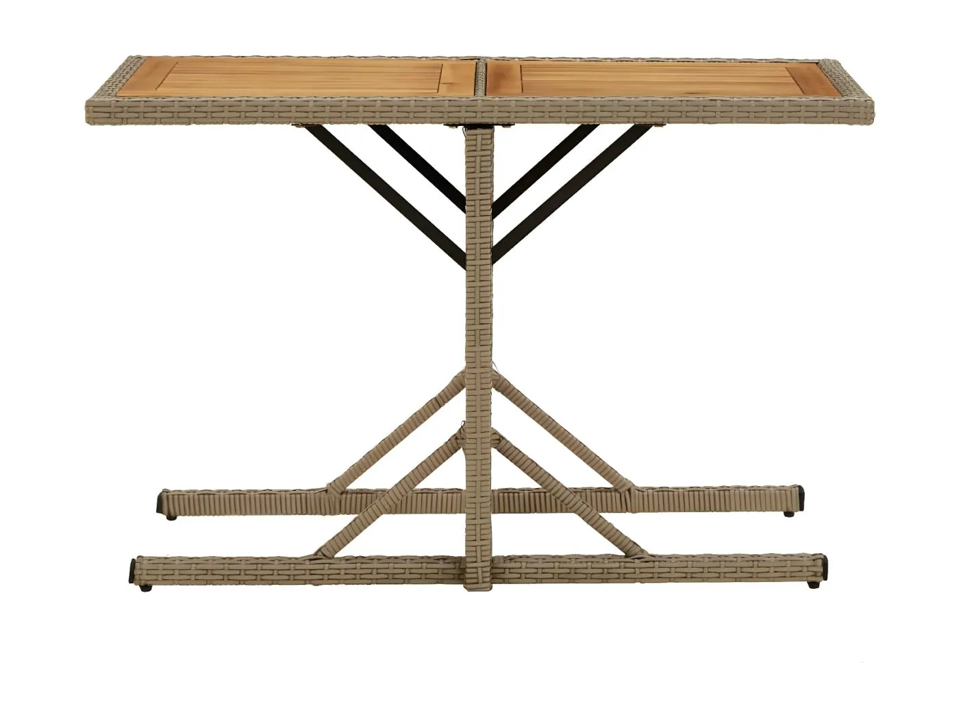 Drumsna Gartentisch Beige Massivholz Akazie und Poly Rattan