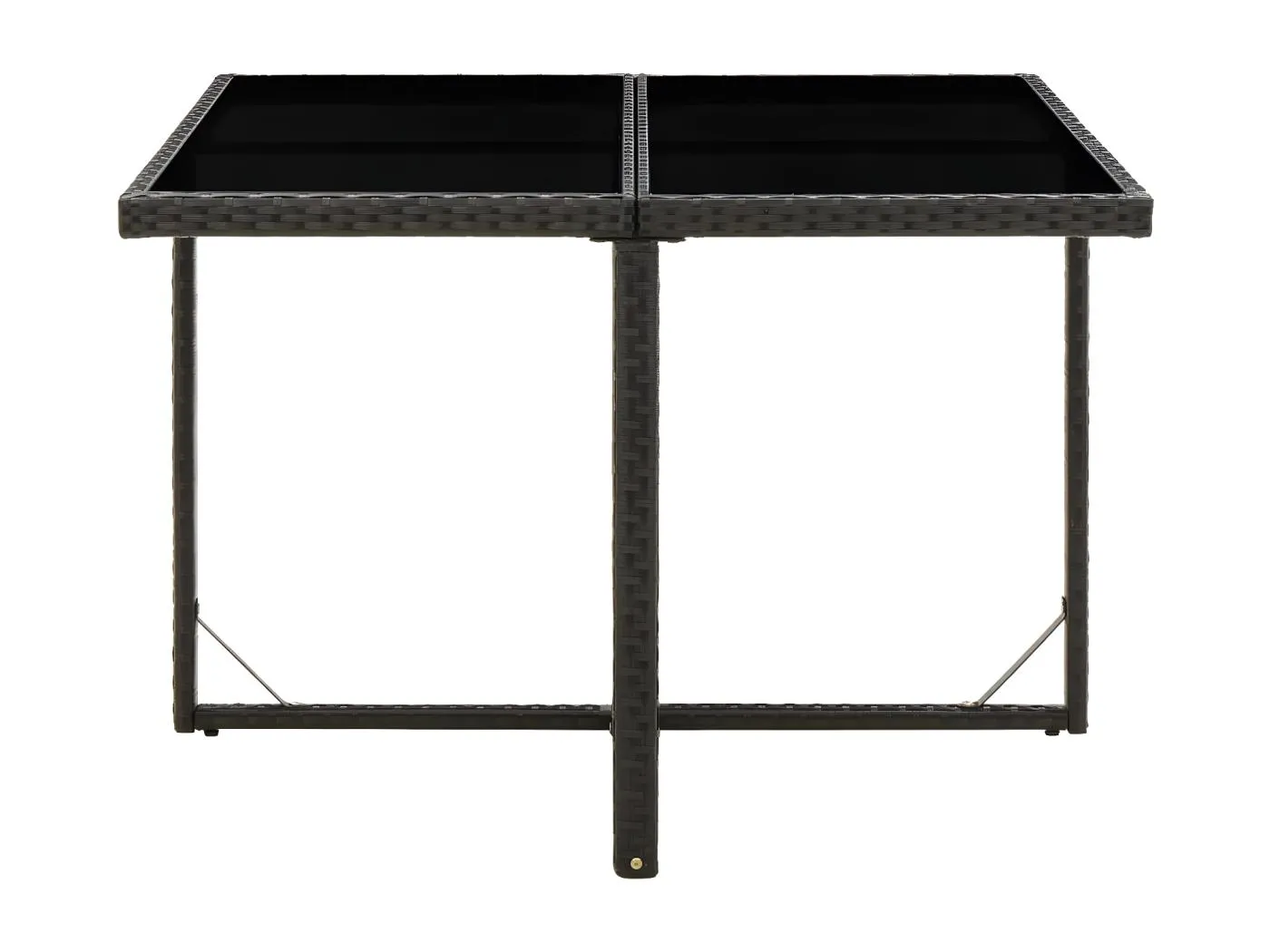 Cihangir  Gartentisch Schwarz 109x107x74 cm Poly Rattan und Glas