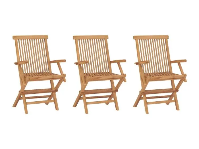 Klappbare Gartenstühle 3 Stk. Massivholz Teak