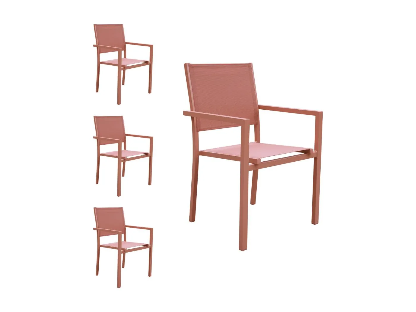 4er Set Stühle aus Aluminium Terracotta - Textilene Terracotta