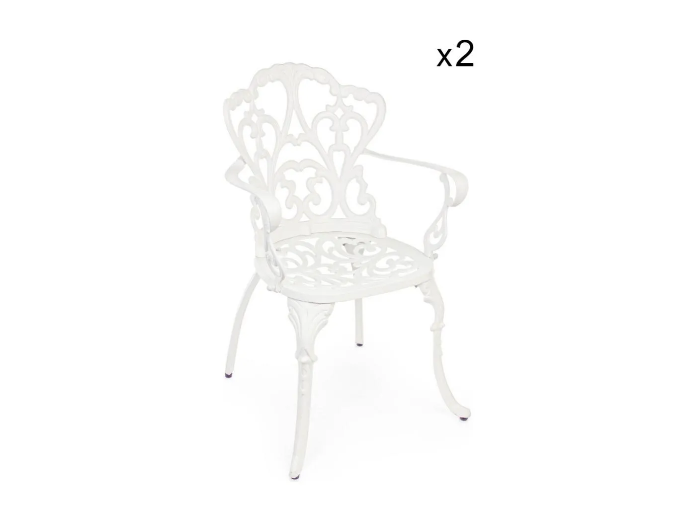 2 Stühle aus weißem Aluminium mit Armlehnen - VICTORIA