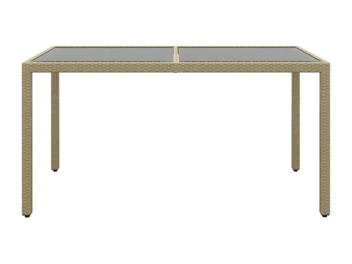 Giuseppe Luigi  Gartentisch 150x90x75 cm Hartglas und Poly Rattan Beige