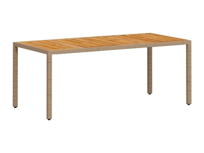 Berrin  Gartentisch Beige 190x90x75 cm Poly Rattan Akazienholz