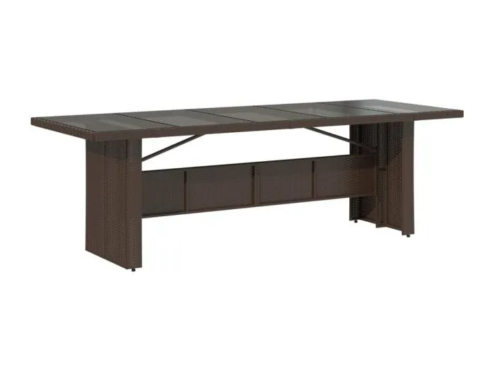 Michiel  Gartentisch mit Glasplatte Braun 240x90x75 cm Poly Rattan