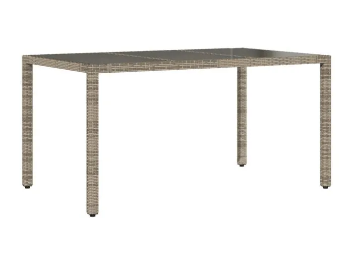 Michiel  Gartentisch mit Glasplatte Grau 150x90x75 cm Poly Rattan