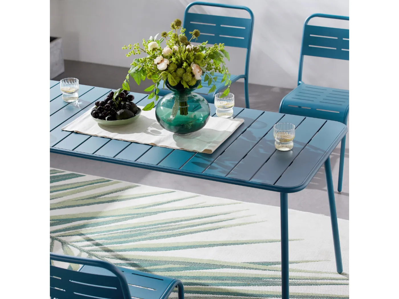 Garten-Tisch aus blauem Stahl für 6 Personen BERGAME