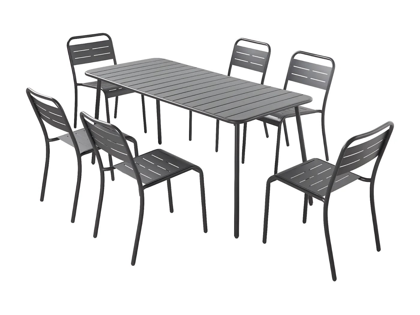 Set Tisch und Stühle 6 Personen Dunkelgrau Bergame Stahl Modern Draußen