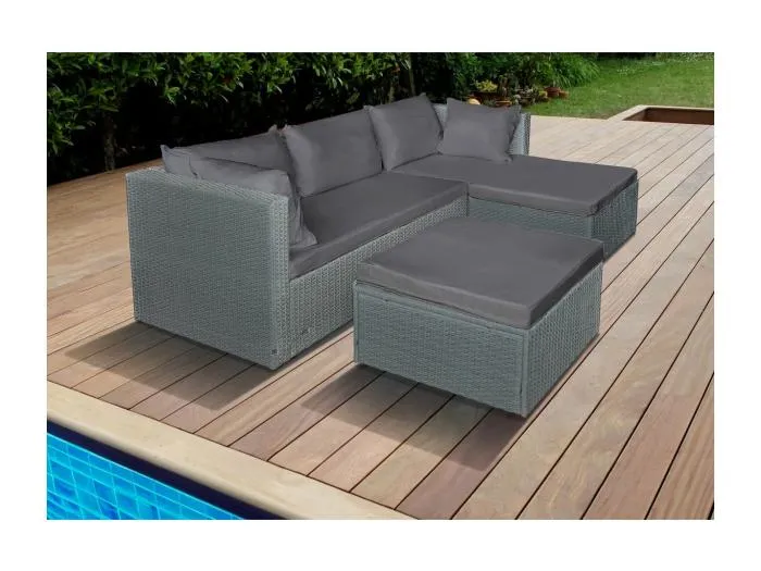 Gartenlounge aus Polyrattan 3-Sitzer "Diya" - Grau