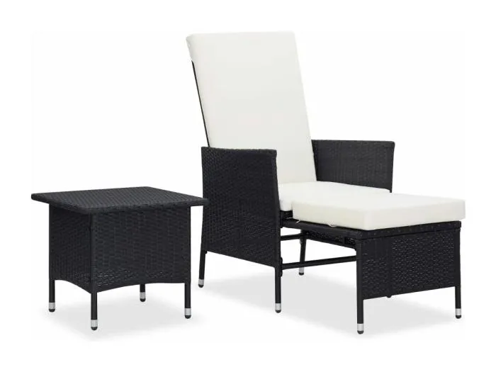 2-tlg. Garten-Lounge-Set mit Kissen Poly Rattan Schwarz