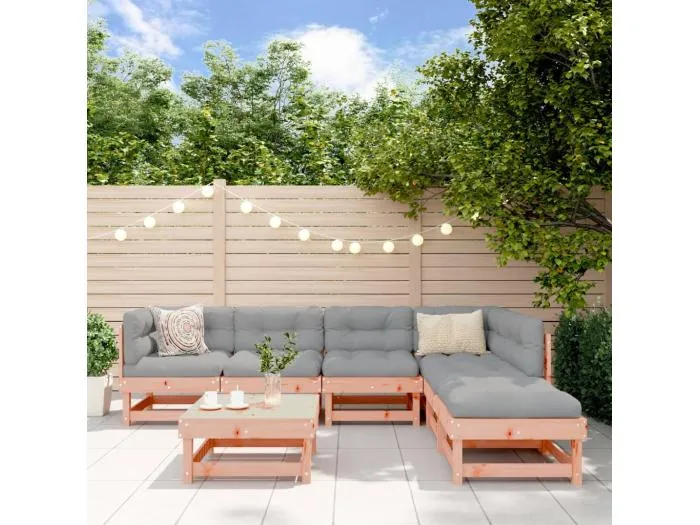 7-tlg. Garten-Lounge-Set mit Kissen Massivholz Douglasie