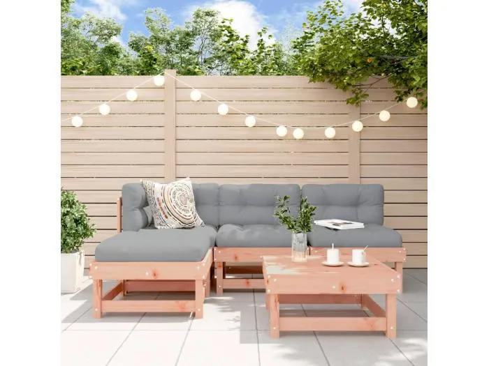 5-tlg. Garten-Lounge-Set mit Kissen Massivholz Douglasie