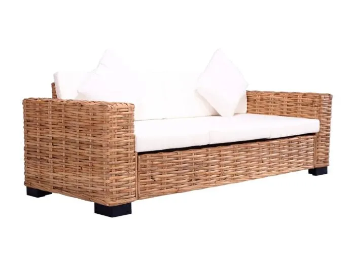 3-Sitzer Gartensofa Natürliches Rattan
