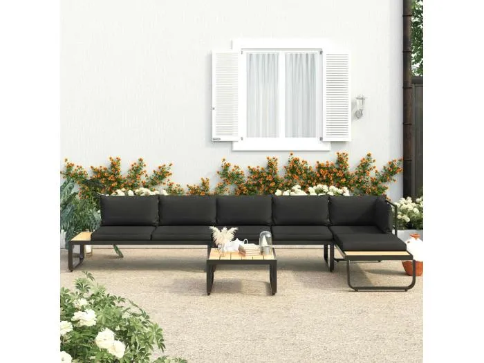 4-tlg. Garten-Ecksofa-Set mit Auflagen Aluminium und WPC