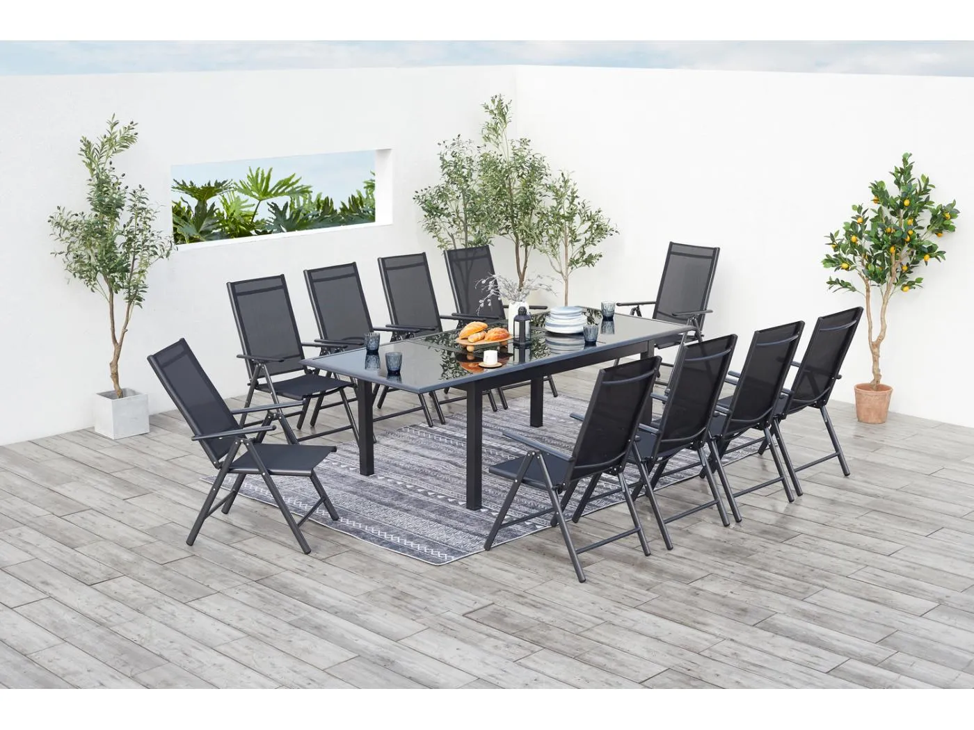 Aluminium Gartenmöbel Set in Grau für 10 Personen RAVENNE