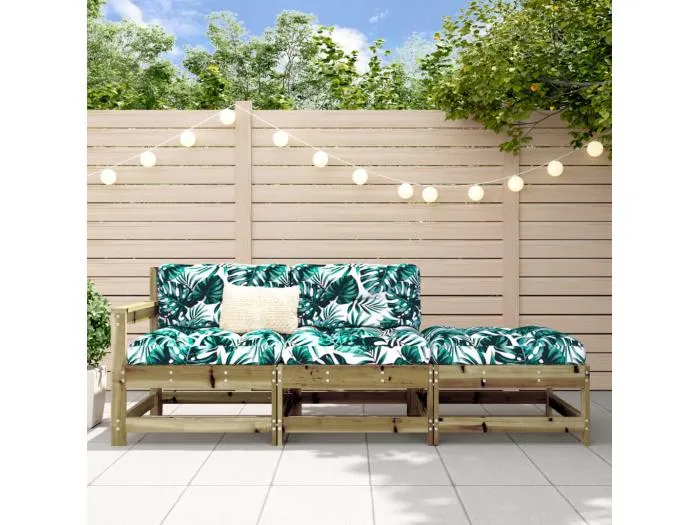 3-tlg. Garten-Lounge-Set mit Kissen Kiefernholz Imprägniert