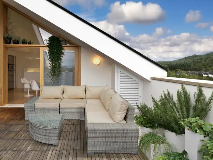 Gartenmöbel aus geflochtenem Kunststoff "Milo" – 5 Plätze – Grau