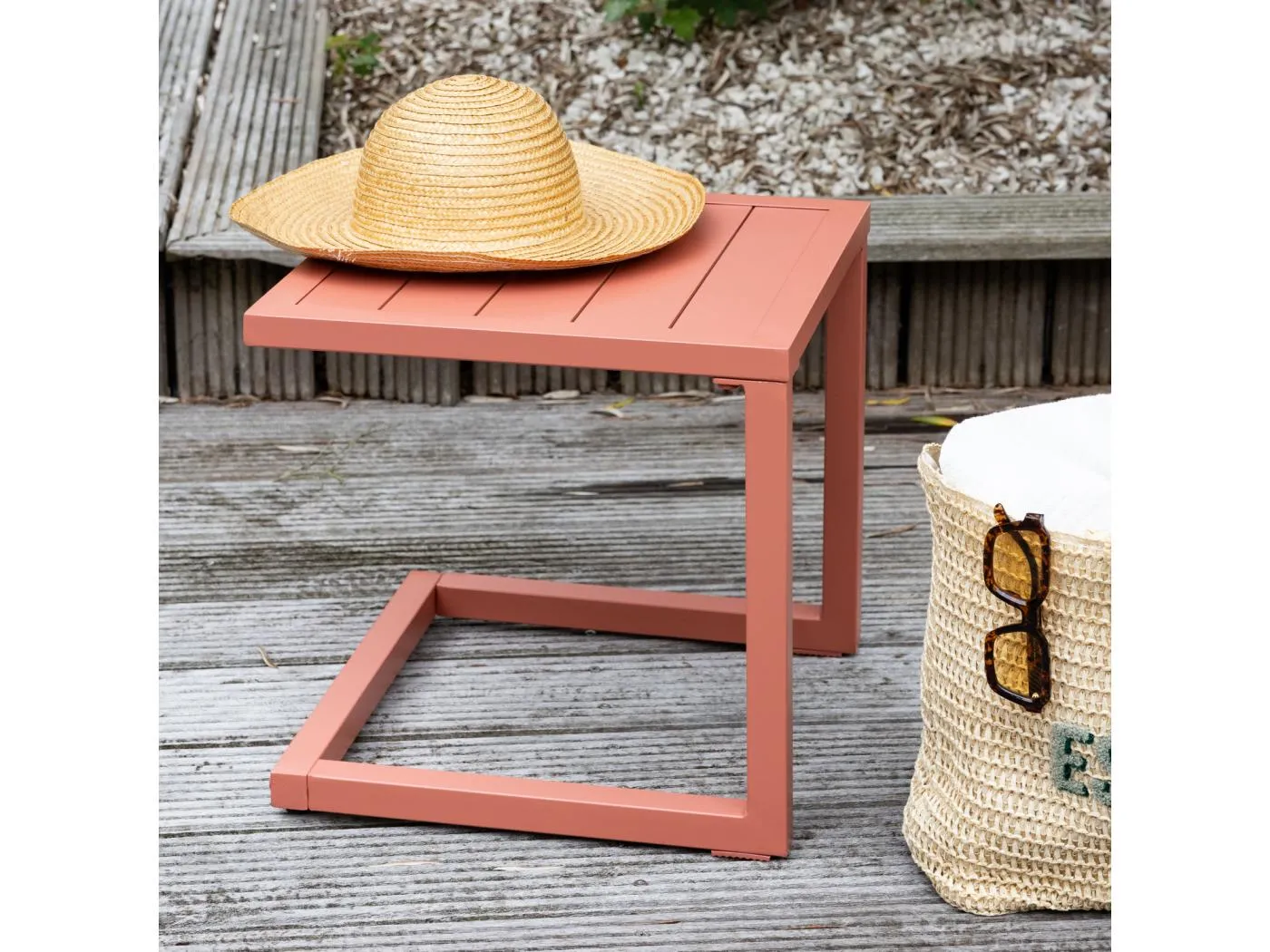 Beistelltisch BARBADOS aus Aluminium Terracotta