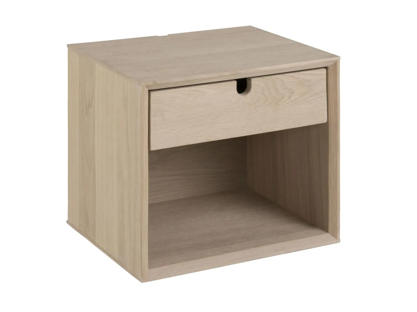 Cent Nachttisch, gross, wandhängend mit 1 Schublade und 1 Ablage in EIchen Furnier.
