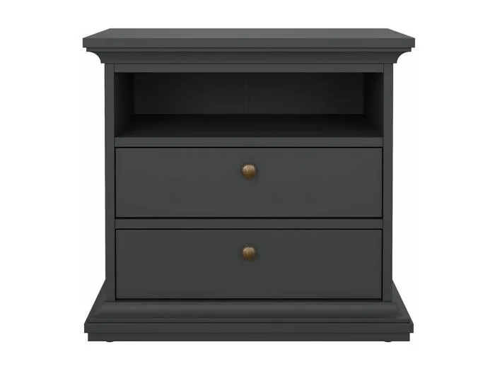 Venedig Nachttisch breite 2 Schubladen und 1 Raum matt grau.