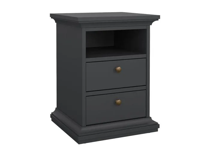 Venedig Nachttisch schmale 2 Schubladen und 1 Raum matt grau.
