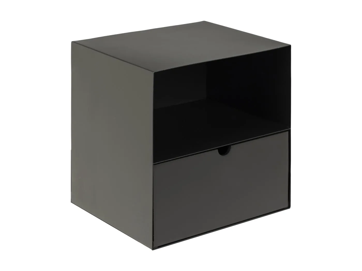 Joliet Nachttisch Wandbehang mit 1 Regal und 1 Schublade schwarz.